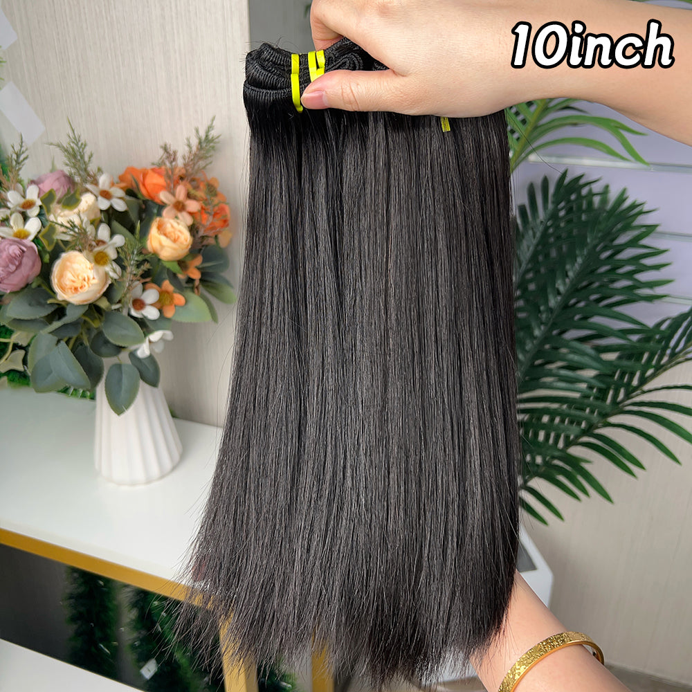 Nature Black Raw Hair Super Double Drawn Straight Hair With 2 Bundiles