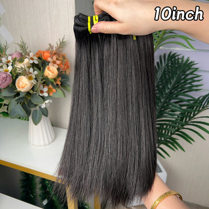 Nature Black Raw Hair Super Double Drawn Straight Hair With 2 Bundiles