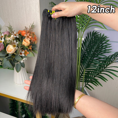 Nature Black Raw Hair Super Double Drawn Straight Hair With 2 Bundiles