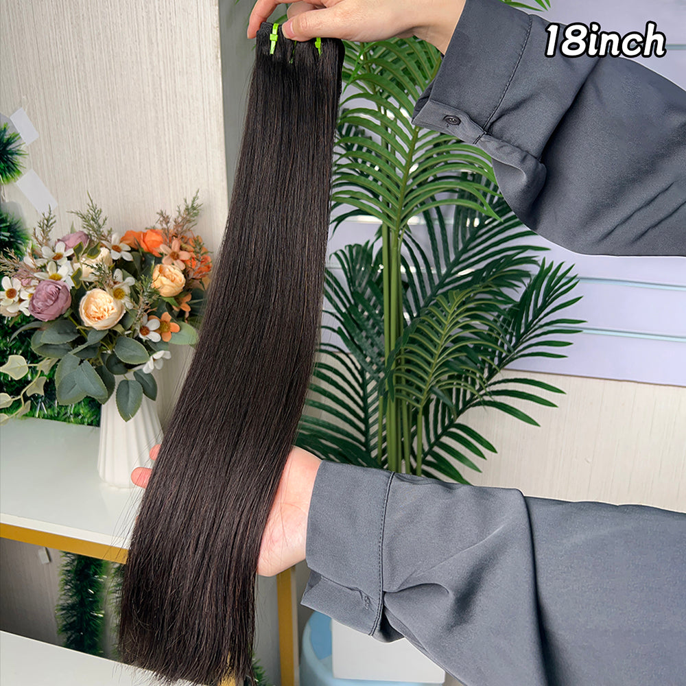 Nature Black Raw Hair Super Double Drawn Straight Hair With 2 Bundiles