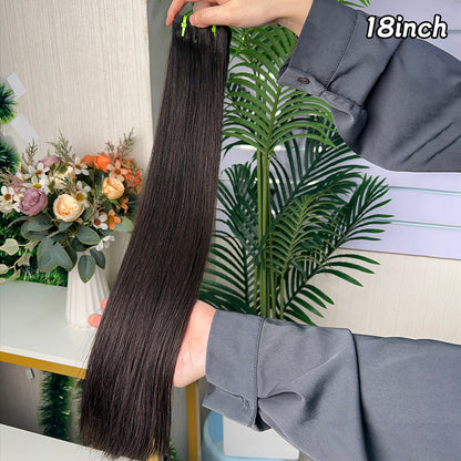 Nature Black Raw Hair Super Double Drawn Straight Hair With 2 Bundiles