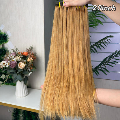 High Light Brown Raw Virgin Super Double Drawn Straight Hair With 2 Bundiles
