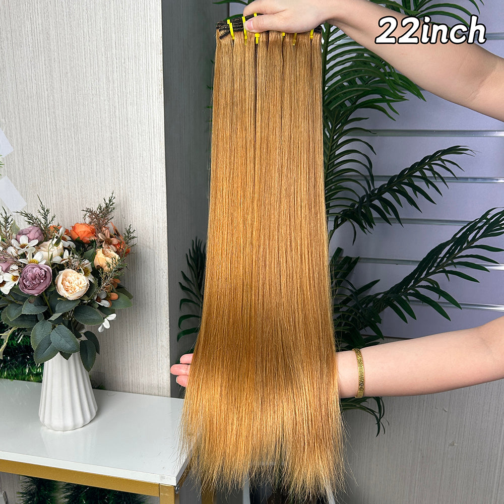 High Light Brown Super Double Drawn Virgin Hair Straight Hair With 2 Bundles