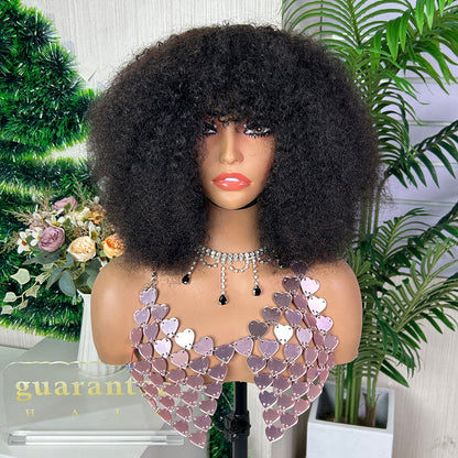 Nature Black Burmese Curly Human Hair Wig