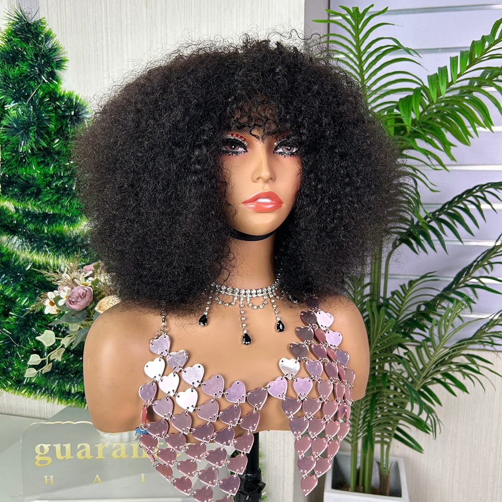 Nature Black Burmese Curly Human Hair Wig