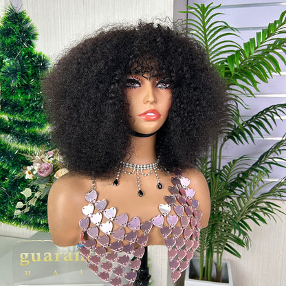 Nature Black Burmese Curly Human Hair Wig