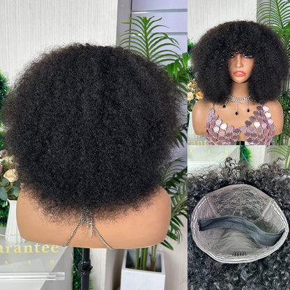Nature Black Burmese Curly Human Hair Wig