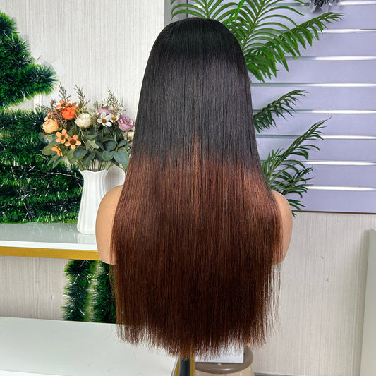 High Quality Black & Honey Brown Frontal Raw Hair Super Double Drawn Bob Wigs