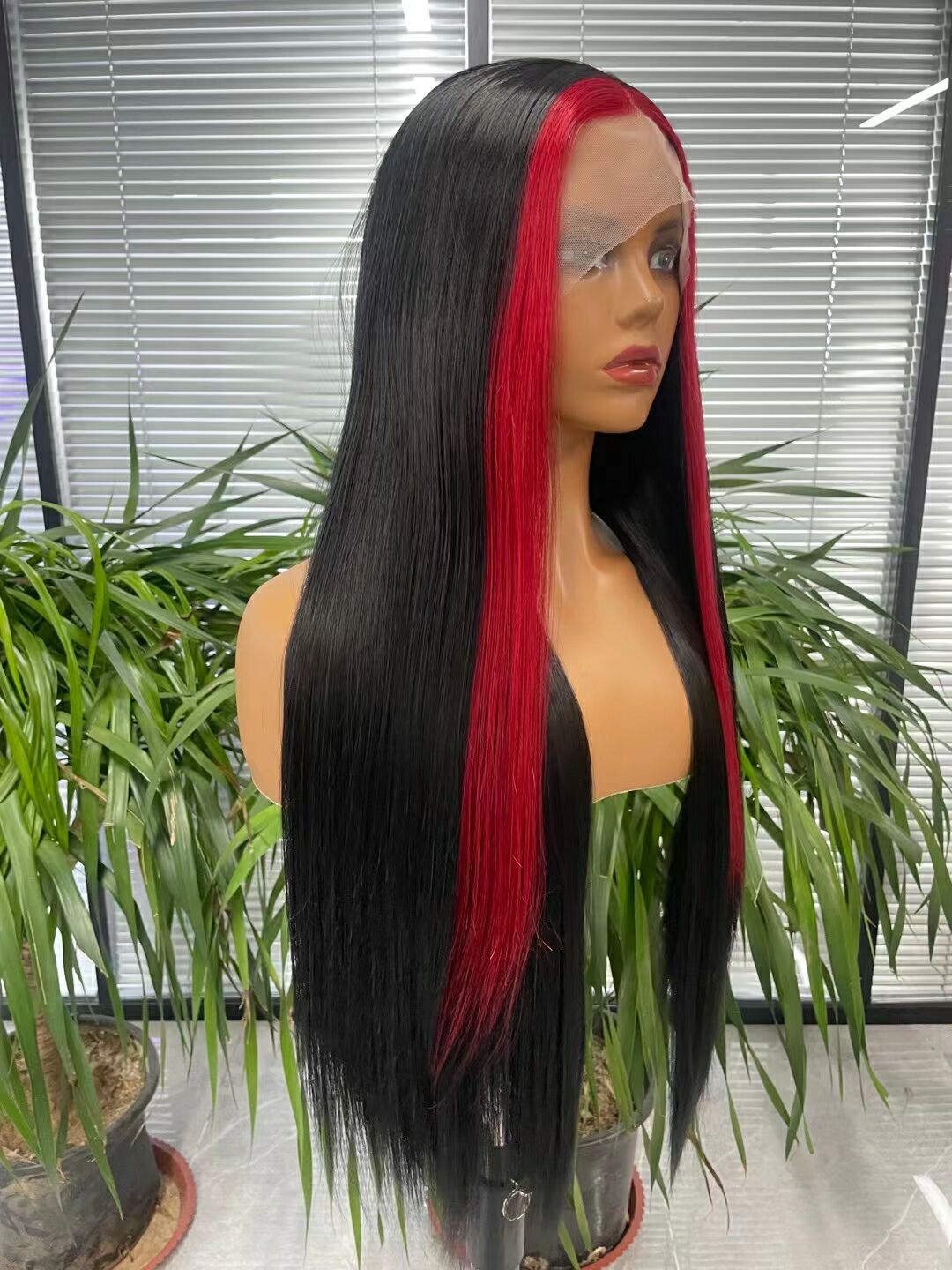 Straight Natural MIX wine color Wig Lace Wig Highlights Wig Sale