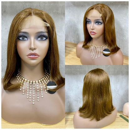 Perruque Bob Droite Cheveux Naturels Remy Human 4x4 Brune