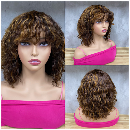 Special Color Virgin Hair Water Wave Bob Wig