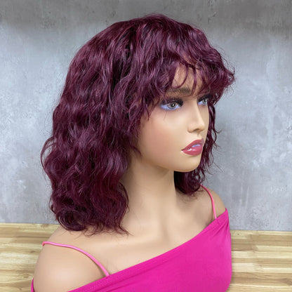 Special Color Virgin Hair Water Wave Bob Wig