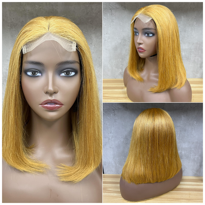 Perruques Cheveux Humains Lisses 4x4 Dentelle Fumi Blonde Miel