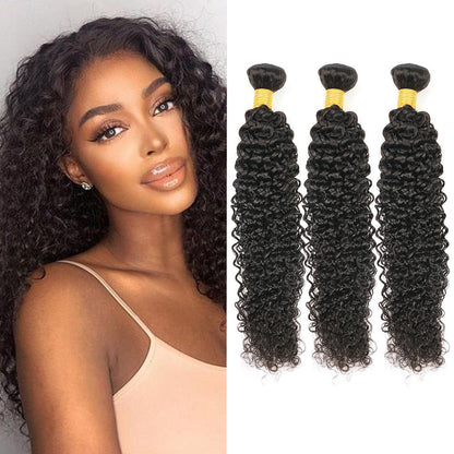 Kinky Curly 100% Cheveux Humains 3 Faisceaux Noir Naturel