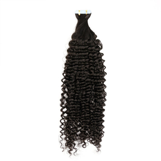 Nature Virgin Human Hair Kinky Curly Tape In Hair Extension