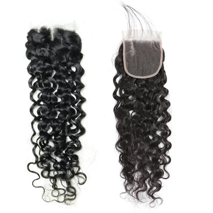 Water Wave 100% Cheveux Humains 4x4 Lace Closure Noir Naturel