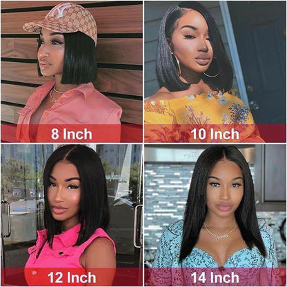 Blunt Cut 13x4 Lace Bob Perruques Cheveux Raides Vierges Humains