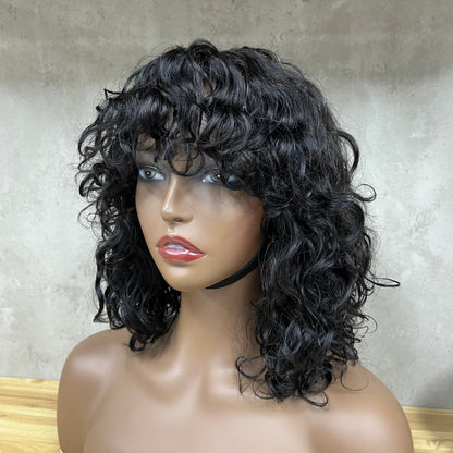 Perruque Bob vague d'eau de cheveux vierges de couleur naturelle