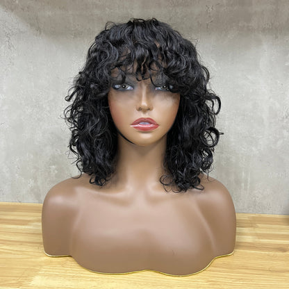Perruque Bob vague d'eau de cheveux vierges de couleur naturelle