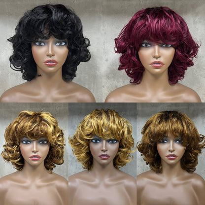 Special Texture Virgin Human Hair Egg Curly Short Hair Wigs