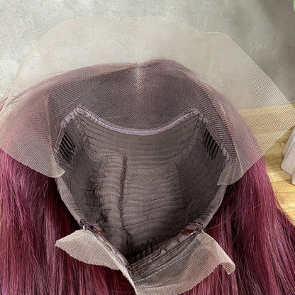 Peruca Frontal de Renda 13x4 com Cabelo Virgem Liso Vinho Especial