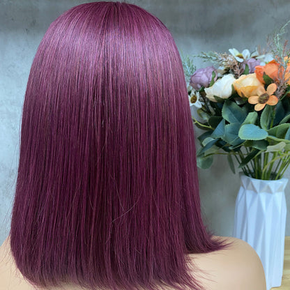 Peruca Frontal de Renda 13x4 com Cabelo Virgem Liso Vinho Especial