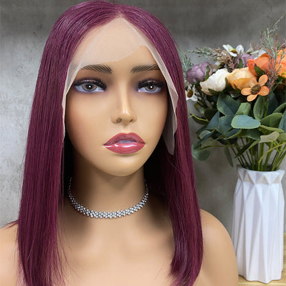 Peruca Frontal de Renda 13x4 com Cabelo Virgem Liso Vinho Especial