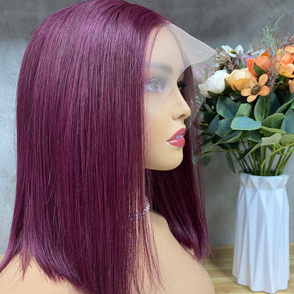 Peruca Frontal de Renda 13x4 com Cabelo Virgem Liso Vinho Especial