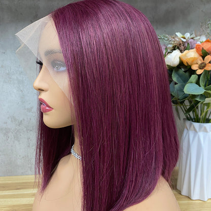 Peruca Frontal de Renda 13x4 com Cabelo Virgem Liso Vinho Especial