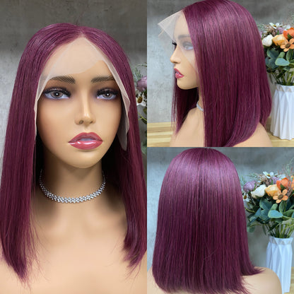 Peruca Frontal de Renda 13x4 com Cabelo Virgem Liso Vinho Especial