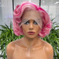 Gorgeous Pink Short Wig Bob water wave Hair Wig