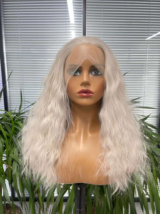 Glueless 60# White Water Wave HD Lace Front Wig Pre Plucked Natural Hairline Wigs