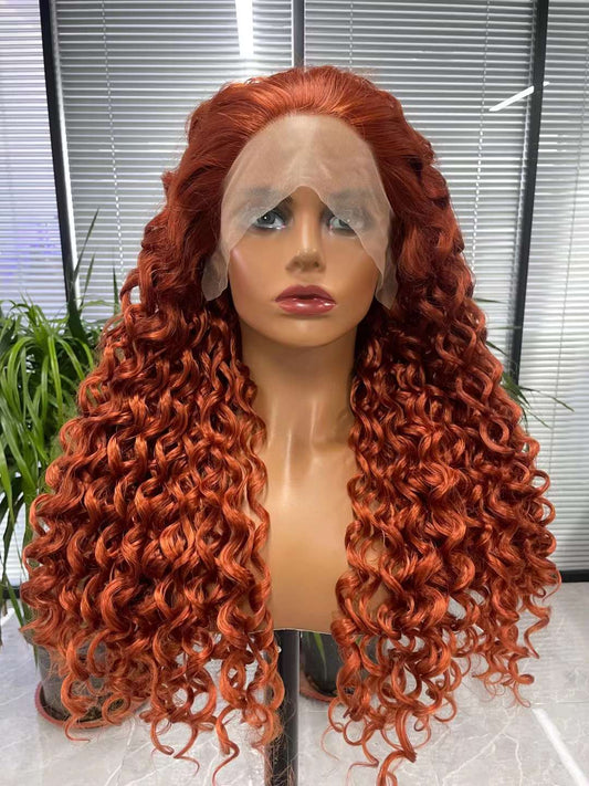 Water Wave Ginger Colored Lace Front Wigs Pre Plucked Natural Hairline