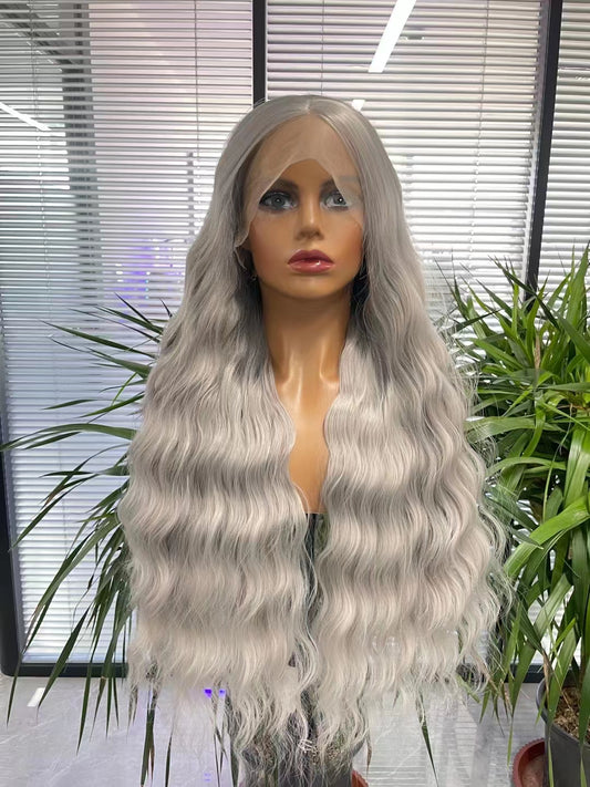 Perruque grise Lace Frontal Wig Body Wave Perruques colorées pour femmes