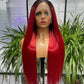 Fascinant Brésilien Cheveux Longs Perruques Raides Vin Rouge Perruque