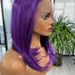 Purple Bob Wig Straight Lace Front Wig Natural Hairline Bob Wigs