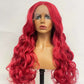 Cherry red Long Body Wave Hair Wig