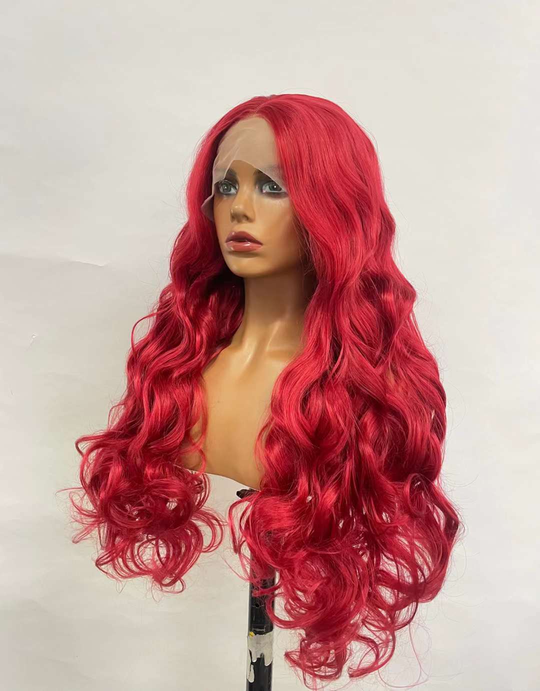 Cherry red Long Body Wave Hair Wig