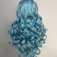 Perruques Ondulées Corps Cheveux Longs Bleu Clair Hightlight