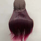Perruque spéciale en dentelle de cheveux longs et raides vin violet dégradé LADY WIG