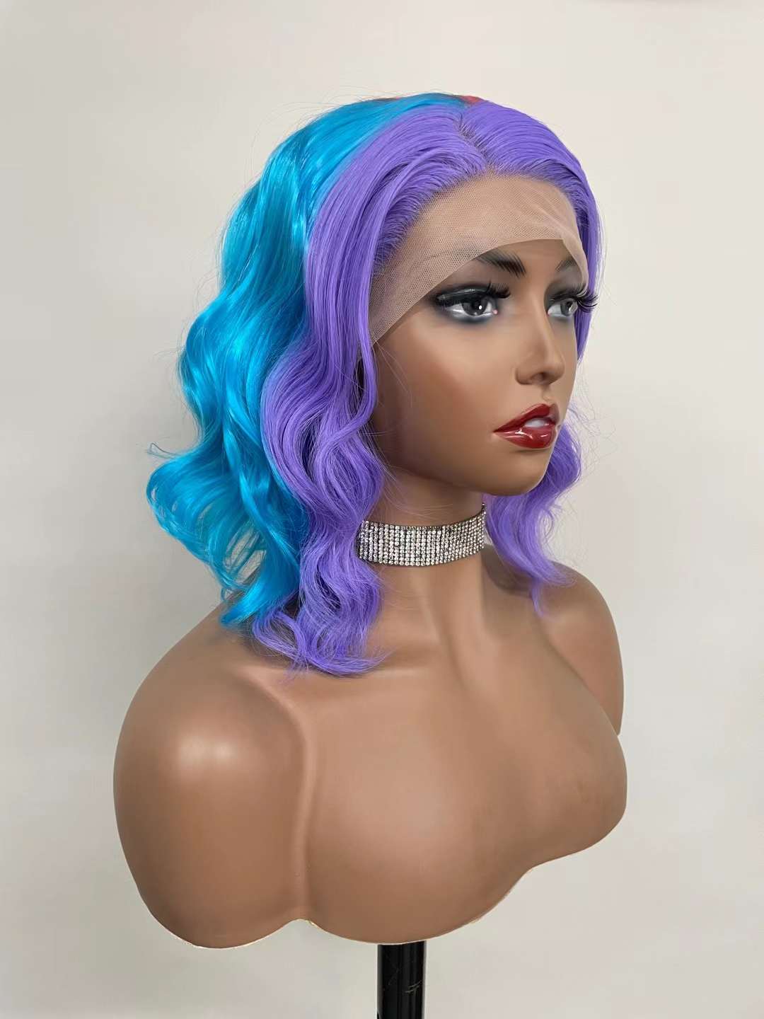 Colorful Medium Length body wave Wigs Natural Hair Wig