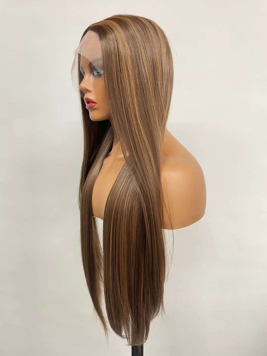 Flawless Piano color Long straight hair lace frontal Wig