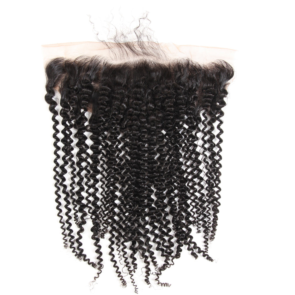 Kinky Curly 100% Cheveux Humains 13x4 Lace Frontal Noir Naturel