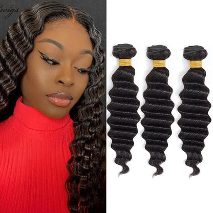 Deep Wave 100% Cheveux Humains 3 Faisceaux Noir Naturel