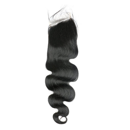 Cheveux humains de Remy de vague de corps 3 paquets avec le noir naturel de la fermeture de la dentelle 4x4