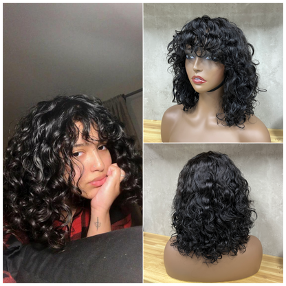Perruque Bob vague d'eau de cheveux vierges de couleur naturelle