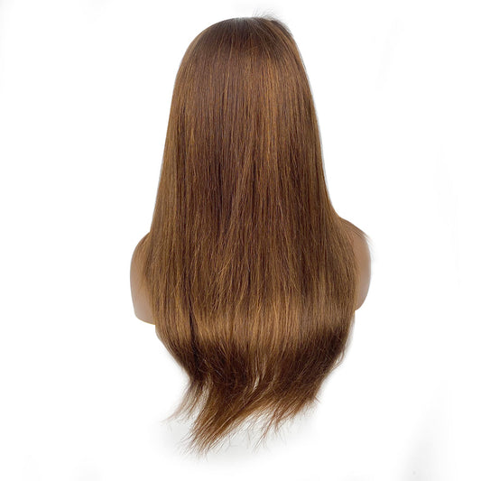 Perruque frontale en dentelle droite 13 x 4 brun roux