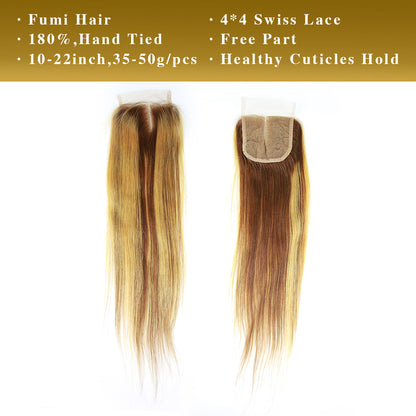 4/27 # cheveux raides Fumi 3 faisceaux avec fermeture à lacet 4x4