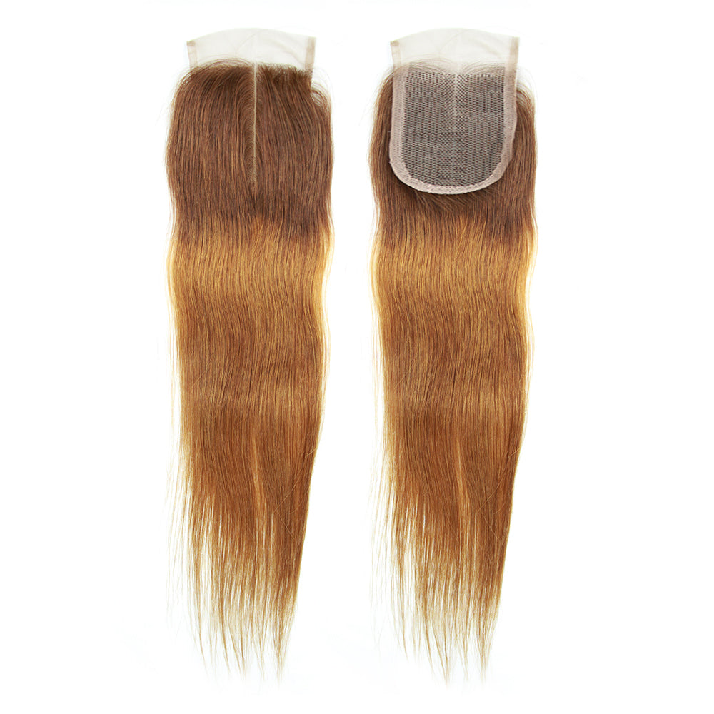 4/30# Straight Fumi Hair 4x4 Lace Closure Noir naturel