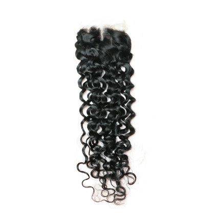 Water Wave 100% Cheveux Humains 4x4 Lace Closure Noir Naturel